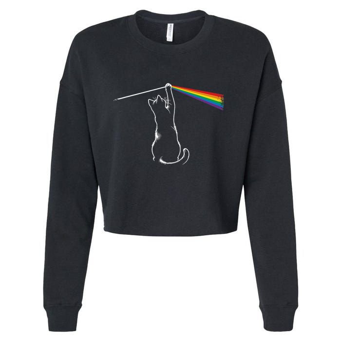 Funy Cat Rock Music Cropped Pullover Crew