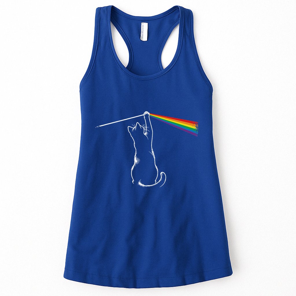 Funy Cat Rock Music Womens Tank Top