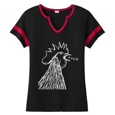 Funny Chicken Rooster Saying Fuck Ladies Halftime Notch Neck Tee