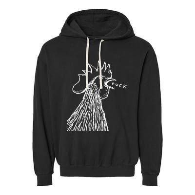 Funny Chicken Rooster Saying Fuck Garment-Dyed Fleece Hoodie