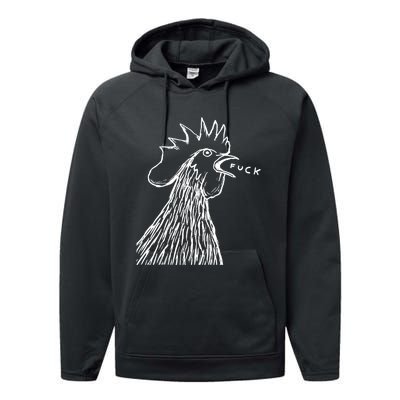 Funny Chicken Rooster Saying Fuck Performance Fleece Hoodie