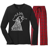 Funny Chicken Rooster Saying Fuck Women's Long Sleeve Flannel Pajama Set 