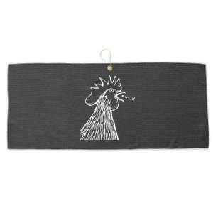 Funny Chicken Rooster Saying Fuck Large Microfiber Waffle Golf Towel