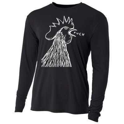 Funny Chicken Rooster Saying Fuck Cooling Performance Long Sleeve Crew