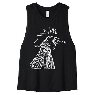 Funny Chicken Rooster Saying Fuck Women's Racerback Cropped Tank