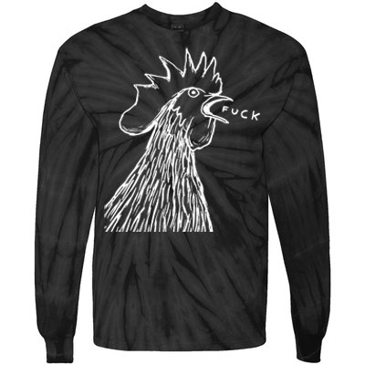 Funny Chicken Rooster Saying Fuck Tie-Dye Long Sleeve Shirt