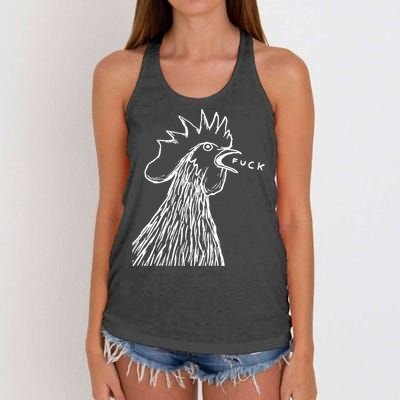 Funny Chicken Rooster Saying Fuck Women's Knotted Racerback Tank