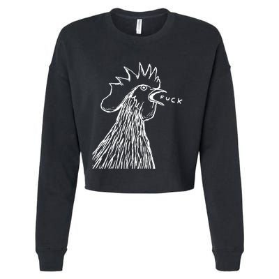 Funny Chicken Rooster Saying Fuck Cropped Pullover Crew