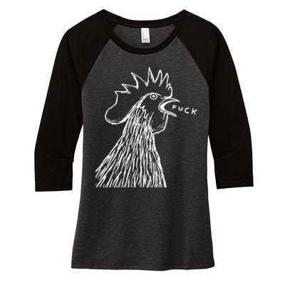 Funny Chicken Rooster Saying Fuck Women's Tri-Blend 3/4-Sleeve Raglan Shirt