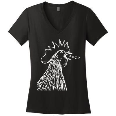 Funny Chicken Rooster Saying Fuck Women's V-Neck T-Shirt