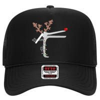 Funny Christmas Reindeer Speculum Nurse L&D Nursing Xmas High Crown Mesh Back Trucker Hat