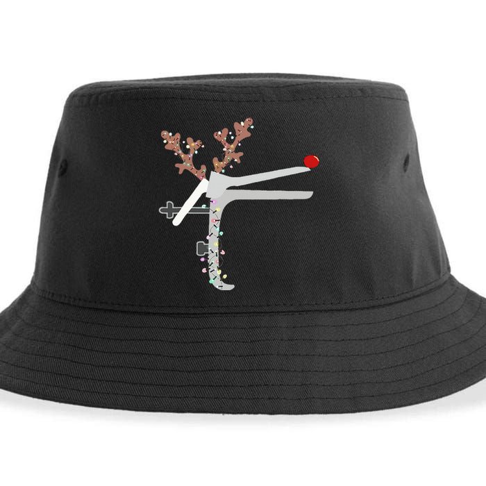 Funny Christmas Reindeer Speculum Nurse L&D Nursing Xmas Sustainable Bucket Hat