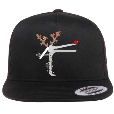 Funny Christmas Reindeer Speculum Nurse L&D Nursing Xmas Flat Bill Trucker Hat