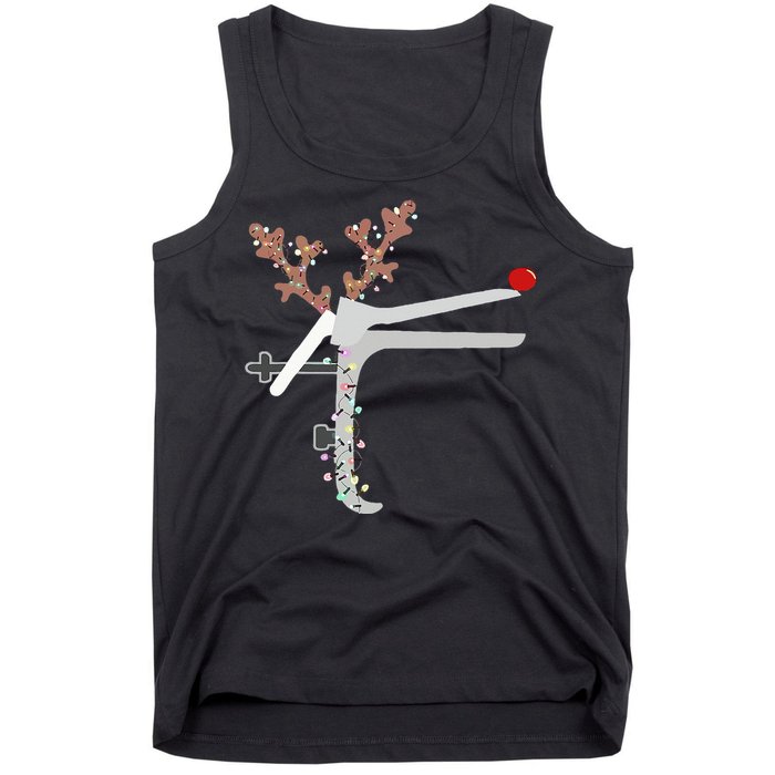 Funny Christmas Reindeer Speculum Nurse L&D Nursing Xmas Tank Top