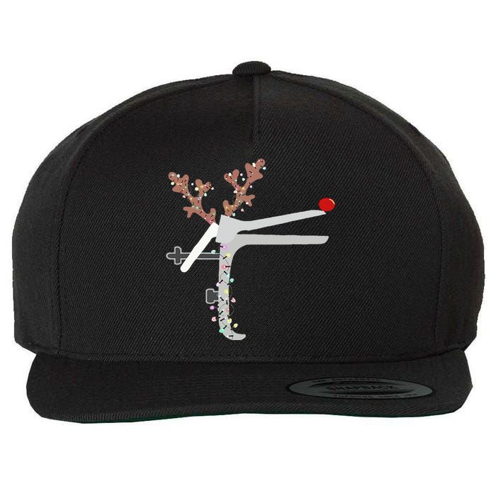 Funny Christmas Reindeer Speculum Nurse L&D Nursing Xmas Wool Snapback Cap