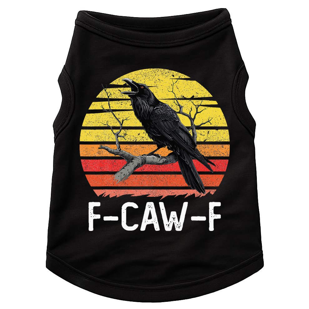 Funny Crow Retro Sunset Moonlit Raven Lovers F Caw F Doggie Tank