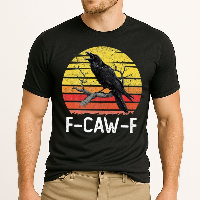 Funny Crow Retro Sunset Moonlit Raven Lovers F Caw F Performance Shirt