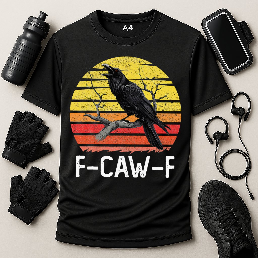 Funny Crow Retro Sunset Moonlit Raven Lovers F Caw F Performance Shirt
