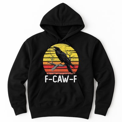 Funny Crow Retro Sunset Moonlit Raven Lovers F Caw F Hoodie