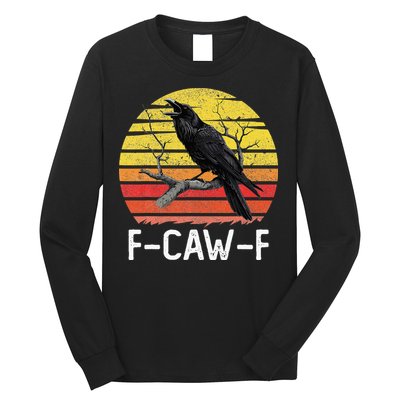 Funny Crow Retro Sunset Moonlit Raven Lovers F Caw F Long Sleeve Shirt