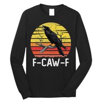 Funny Crow Retro Sunset Moonlit Raven Lovers F Caw F Long Sleeve Shirt