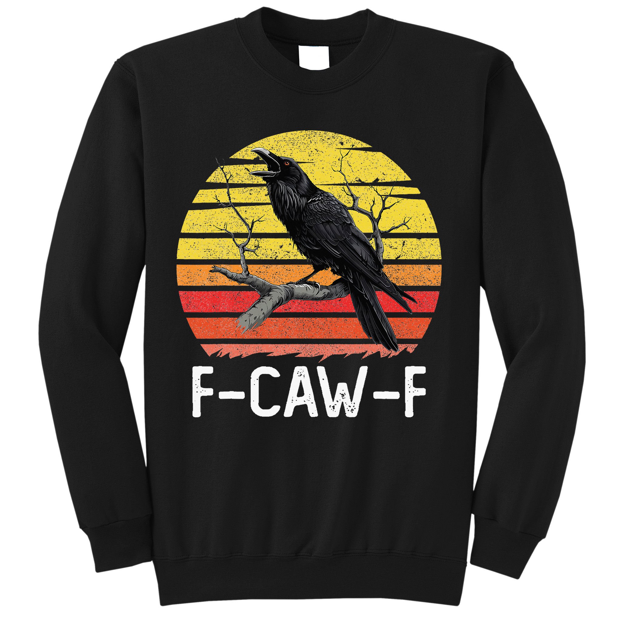 Funny Crow Retro Sunset Moonlit Raven Lovers F Caw F Sweatshirt