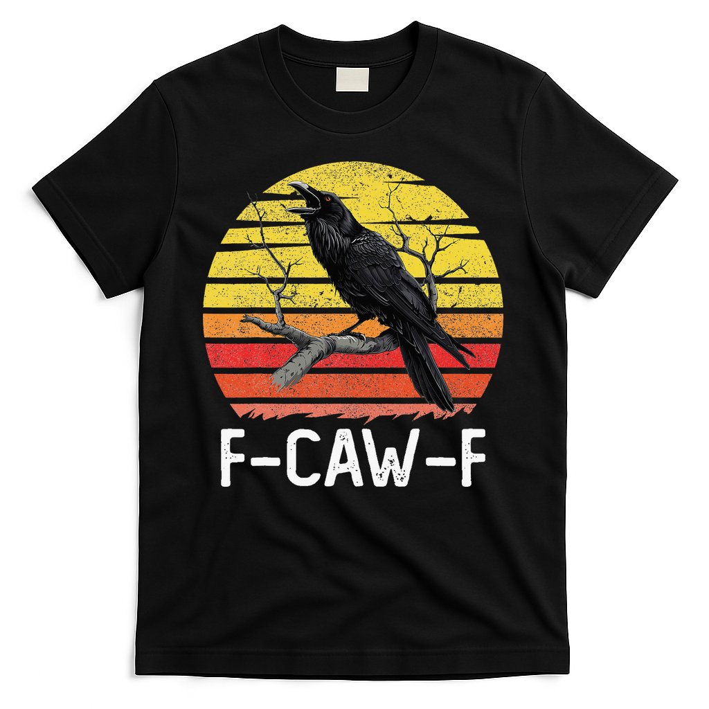 Funny Crow Retro Sunset Moonlit Raven Lovers F Caw F T-Shirt