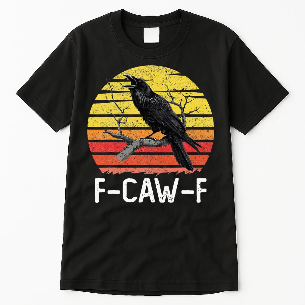 Funny Crow Retro Sunset Moonlit Raven Lovers F Caw F Tall T-Shirt