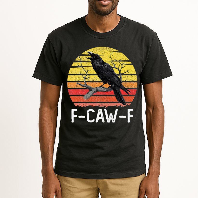 Funny Crow Retro Sunset Moonlit Raven Lovers F Caw F Tall T-Shirt