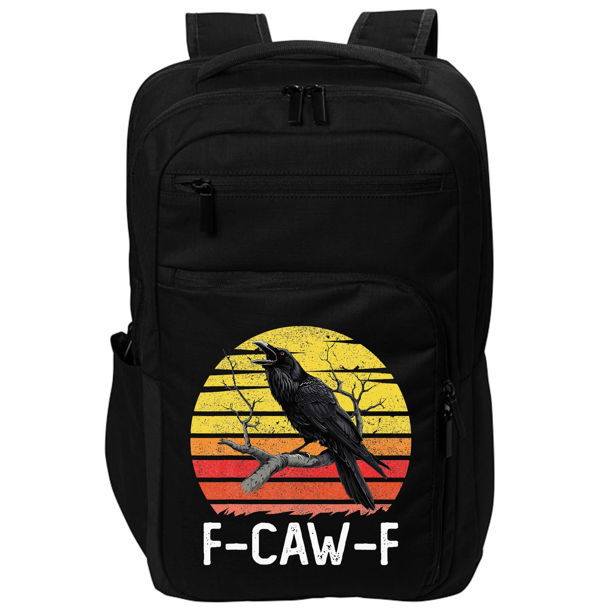Funny Crow Retro Sunset Moonlit Raven Lovers F Caw F Impact Tech Backpack