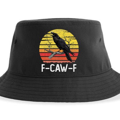 Funny Crow Retro Sunset Moonlit Raven Lovers F Caw F Sustainable Bucket Hat