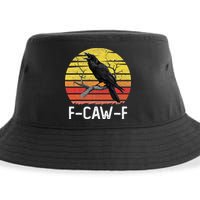 Funny Crow Retro Sunset Moonlit Raven Lovers F Caw F Sustainable Bucket Hat