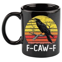 Funny Crow Retro Sunset Moonlit Raven Lovers F Caw F 11oz C Handle Ceramic Mug