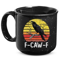 Funny Crow Retro Sunset Moonlit Raven Lovers F Caw F 15oz Campfire Ceramic Mug
