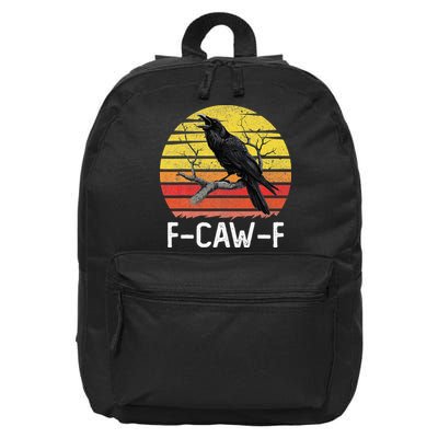 Funny Crow Retro Sunset Moonlit Raven Lovers F Caw F 16 in Basic Backpack