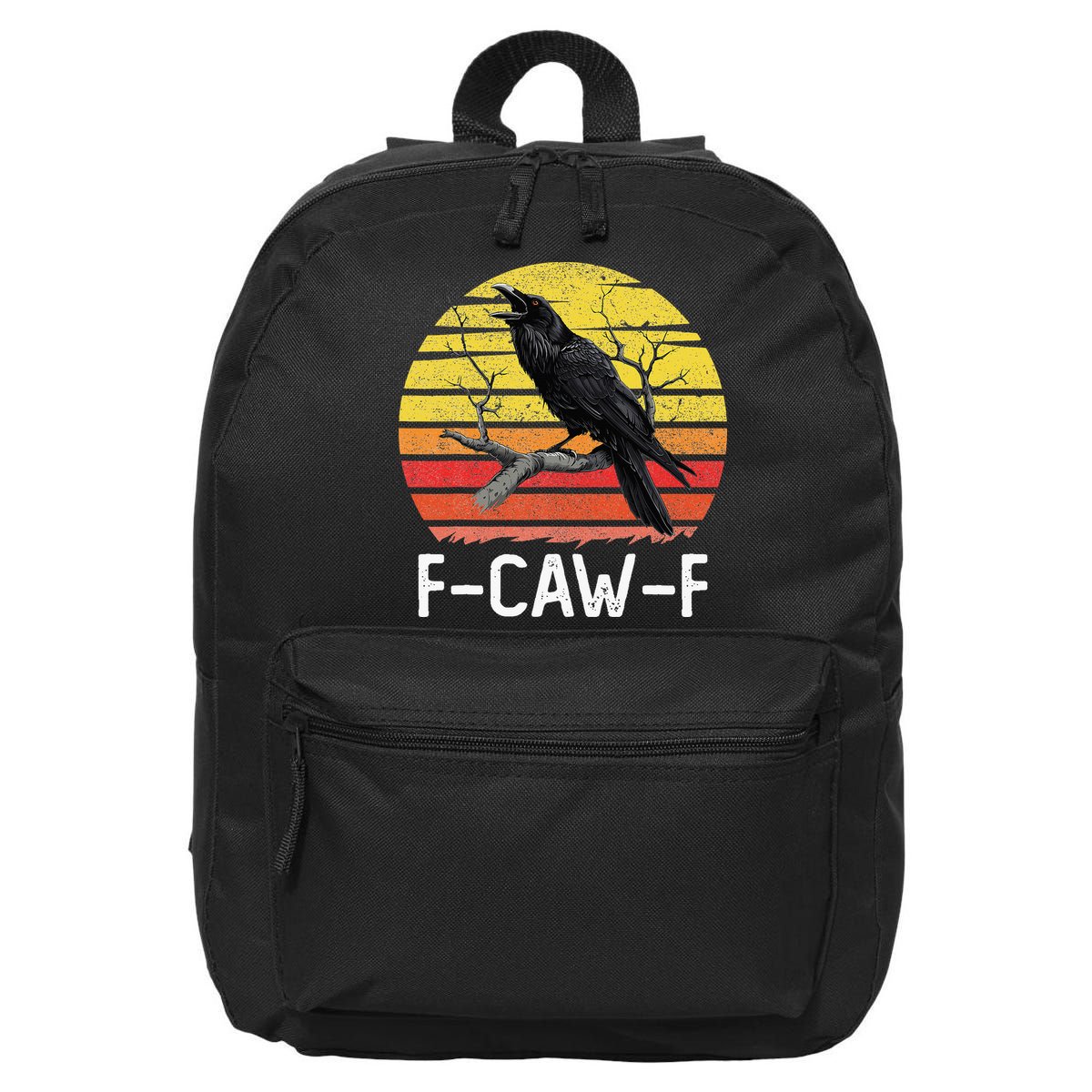 Funny Crow Retro Sunset Moonlit Raven Lovers F Caw F 16 in Basic Backpack