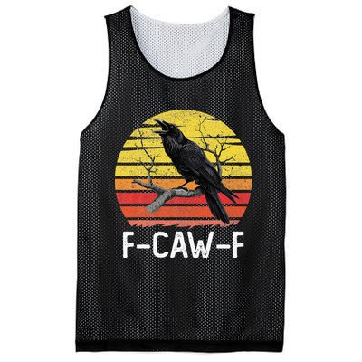 Funny Crow Retro Sunset Moonlit Raven Lovers F Caw F Mesh Reversible Basketball Jersey Tank
