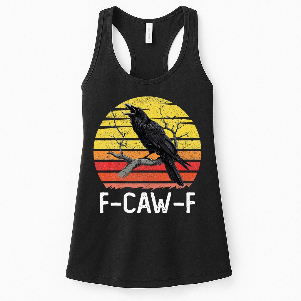 Funny Crow Retro Sunset Moonlit Raven Lovers F Caw F Womens Tank Top