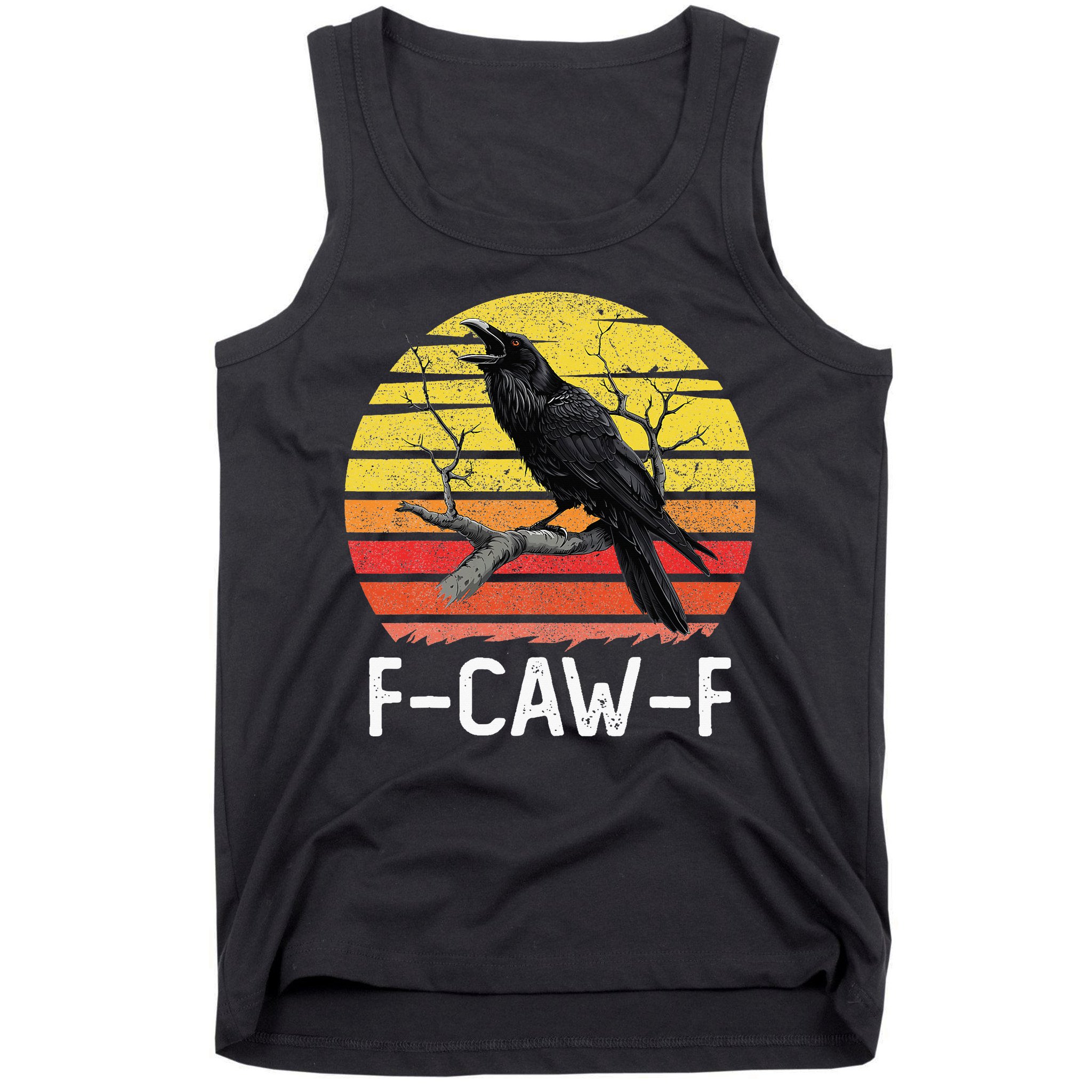 Funny Crow Retro Sunset Moonlit Raven Lovers F Caw F Tank Top