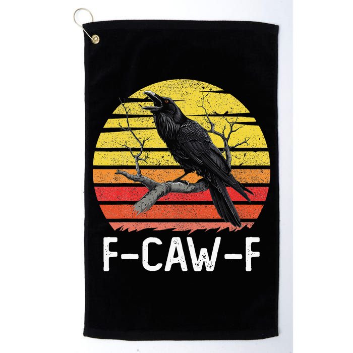 Funny Crow Retro Sunset Moonlit Raven Lovers F Caw F Golf Towel