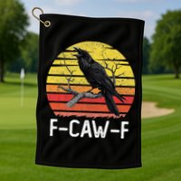 Funny Crow Retro Sunset Moonlit Raven Lovers F Caw F Golf Towel