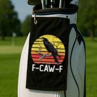 Funny Crow Retro Sunset Moonlit Raven Lovers F Caw F Golf Towel