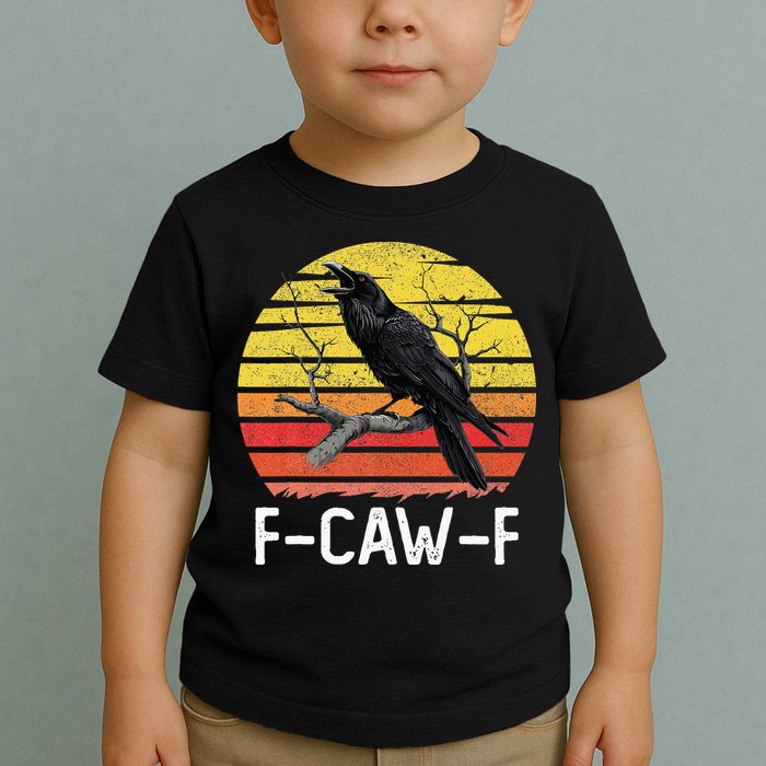 Funny Crow Retro Sunset Moonlit Raven Lovers F Caw F Toddler T-Shirt