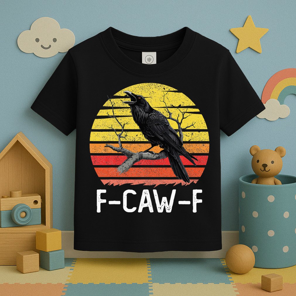 Funny Crow Retro Sunset Moonlit Raven Lovers F Caw F Toddler T-Shirt