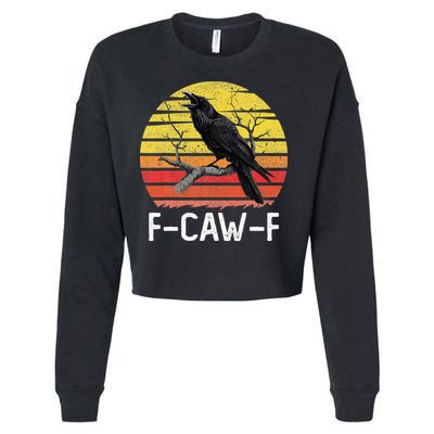 Funny Crow Retro Sunset Moonlit Raven Lovers F Caw F Cropped Pullover Crew