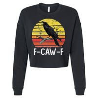 Funny Crow Retro Sunset Moonlit Raven Lovers F Caw F Cropped Pullover Crew