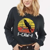 Funny Crow Retro Sunset Moonlit Raven Lovers F Caw F Cropped Pullover Crew