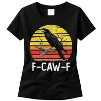 Funny Crow Retro Sunset Moonlit Raven Lovers F Caw F Womens T-Shirt