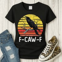 Funny Crow Retro Sunset Moonlit Raven Lovers F Caw F Womens T-Shirt