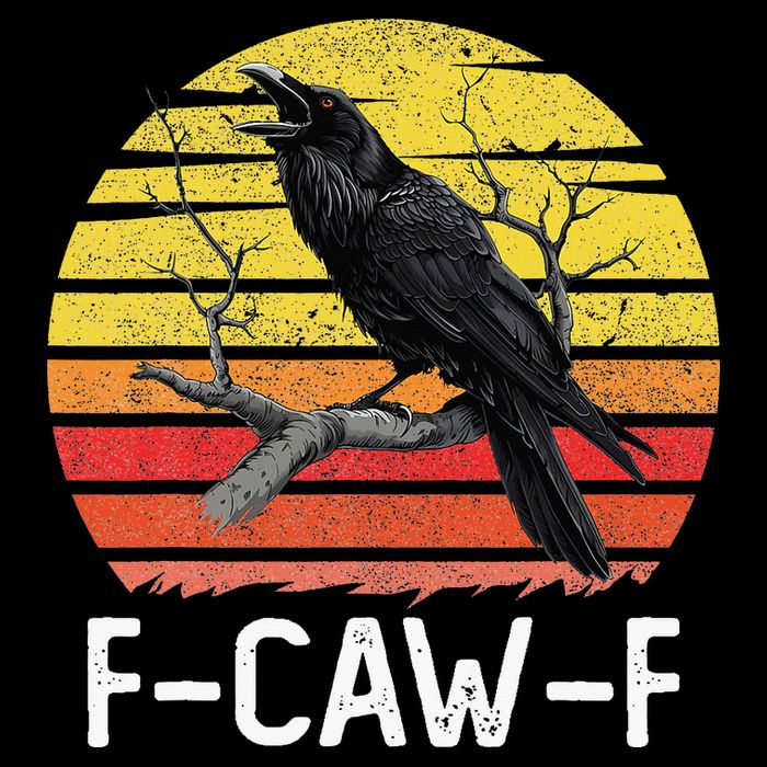 Funny Crow Retro Sunset Moonlit Raven Lovers F Caw F Womens T-Shirt
